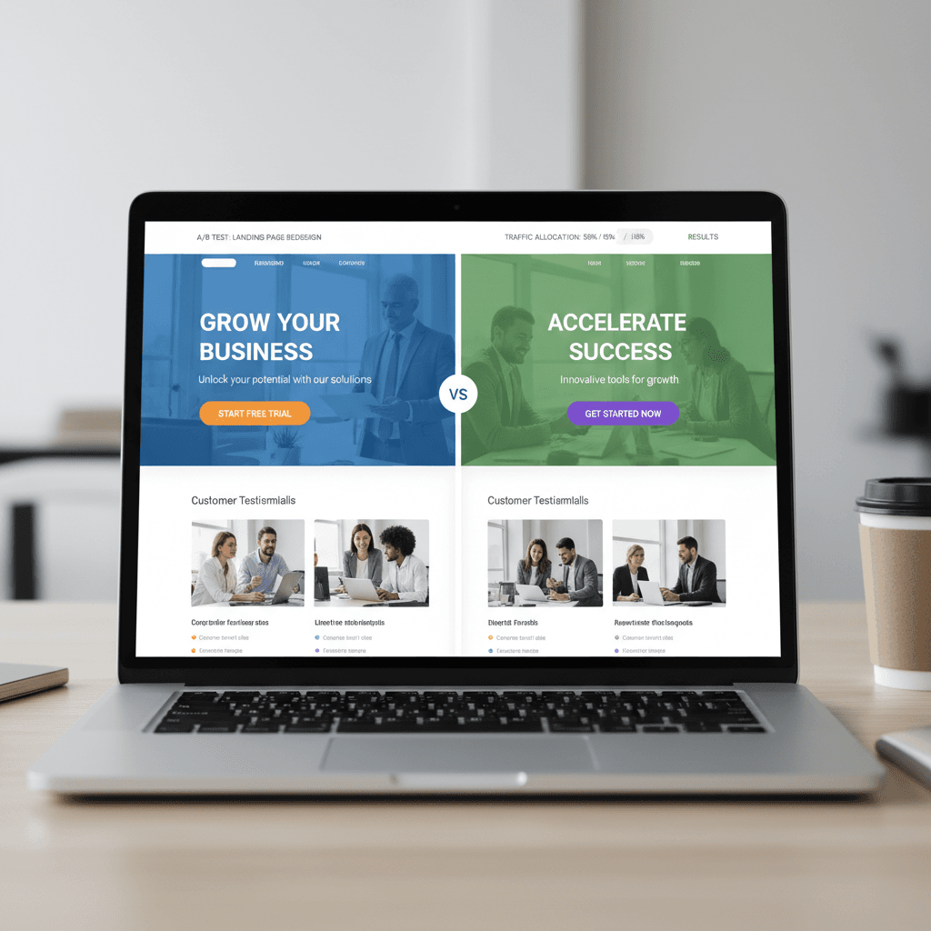 A/B testing interface comparing two versions