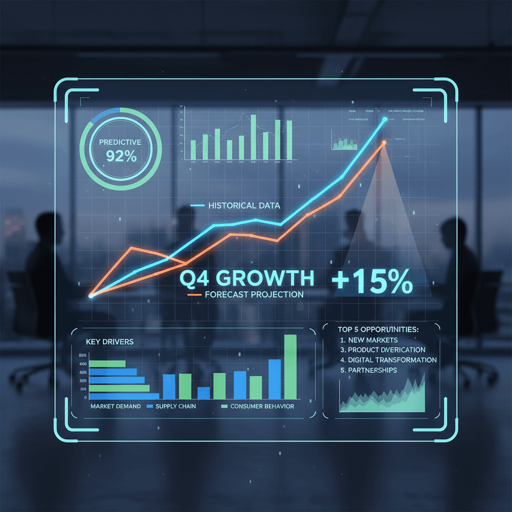 Predictive analytics dashboard with forecast projections
